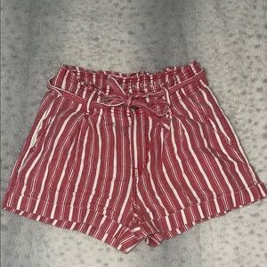American Eagle Outfitters High Waist Red & White Striped Shorts